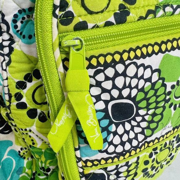 Vera Bradley Retired Limes Up Green Quilted Patterned Backpack Laptop Bag - Picture 7 of 13